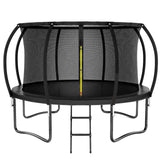 12FT 14FT Trampoline, Outdoor Trampolines for Kids and Adults, Recreational Trampoline with Enclosure Net & Ladder, Round Trampoline ASTM Approved, 400/450LBS Weight Capacity, Black