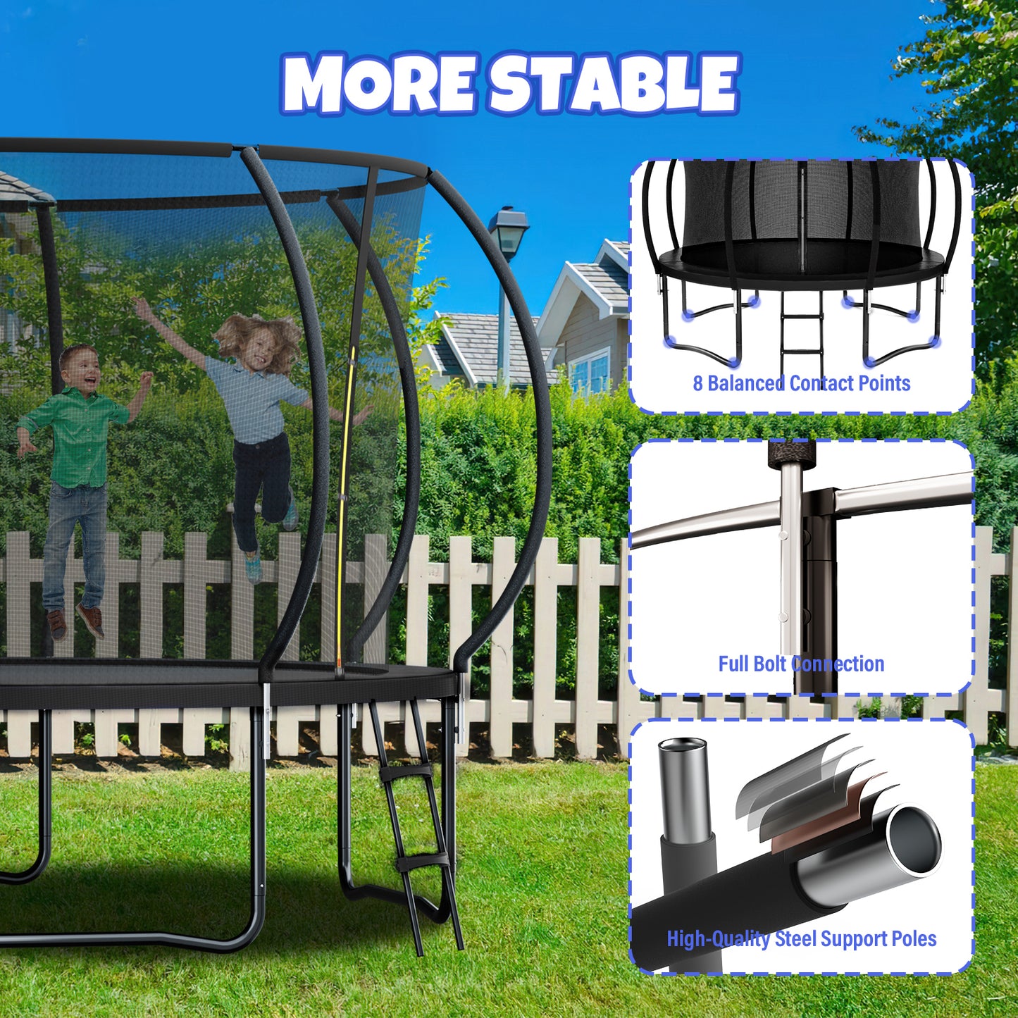 12FT 14FT Trampoline with Basketball Hoop, Outdoor Trampolines for Kids and Adults, Recreational Trampoline with Enclosure Net & Ladder, Round Trampoline ASTM Approved, 400/450LBS Weight Capacity, Black