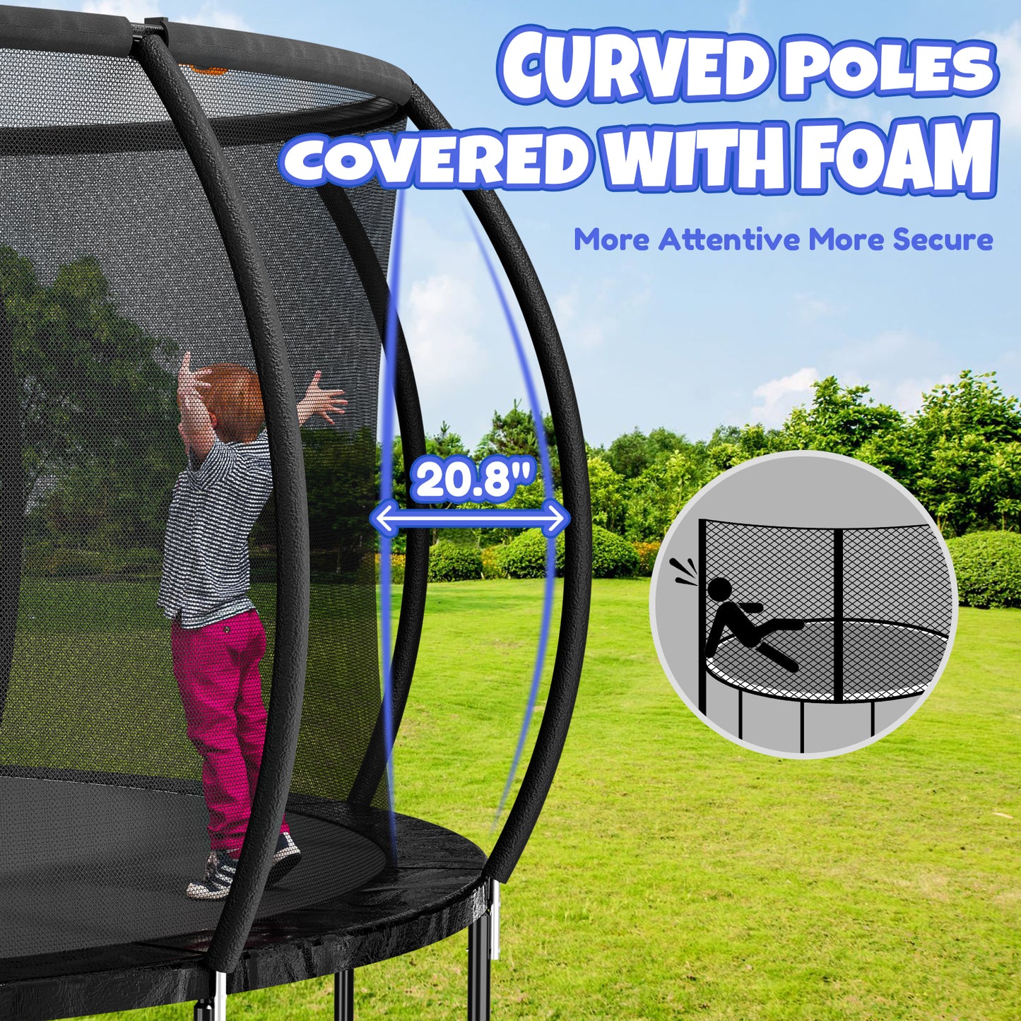 16FT Trampoline with Water Sprinkler & Basketball Hoop, Outdoor Trampolines for Kids and Adults, Recreational Trampoline with Enclosure Net & Ladder, Round Trampoline ASTM Approved, 400/450LBS Weight Capacity, Black