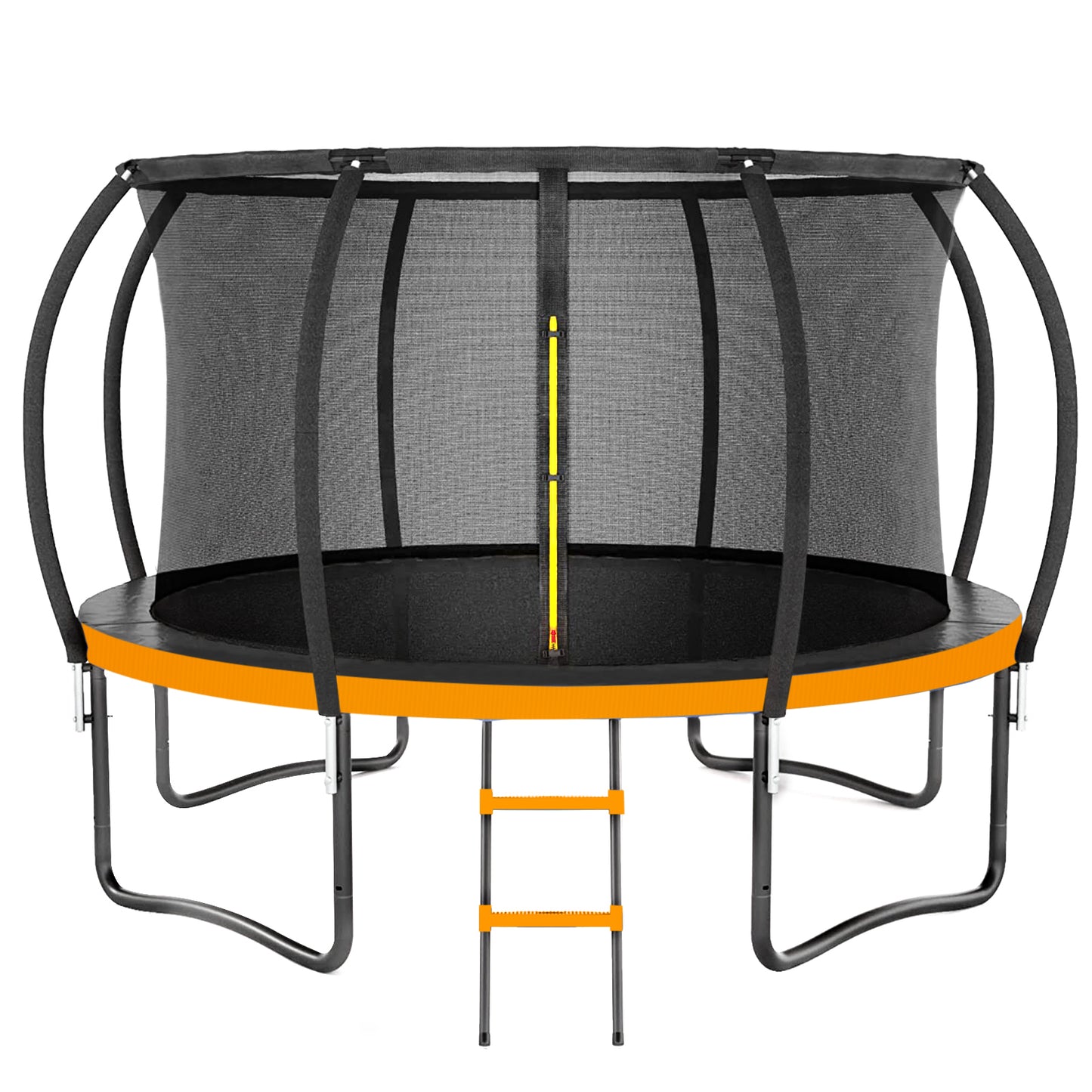 12FT 14FT Trampoline, Outdoor Trampolines for Kids and Adults, Recreational Trampoline with Enclosure Net & Ladder, Round Trampoline ASTM Approved, 400/450LBS Weight Capacity, Orange