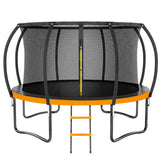 12FT 14FT Trampoline, Outdoor Trampolines for Kids and Adults, Recreational Trampoline with Enclosure Net & Ladder, Round Trampoline ASTM Approved, 400/450LBS Weight Capacity, Orange