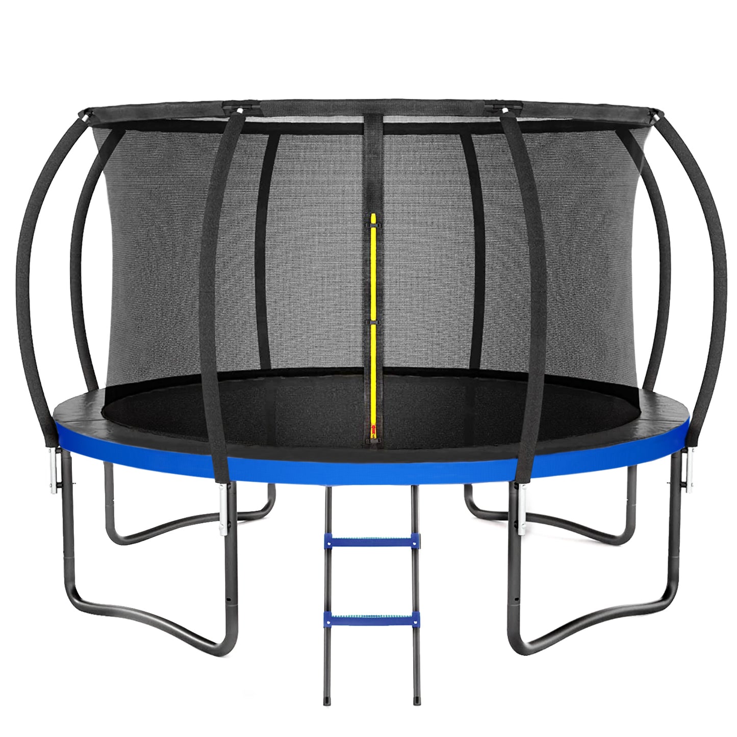 12FT 14FT Trampoline, Outdoor Trampolines for Kids and Adults, Recreational Trampoline with Enclosure Net & Ladder, Round Trampoline ASTM Approved, 400/450LBS Weight Capacity, Blue