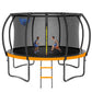 12FT 14FT Trampoline with Basketball Hoop, Outdoor Trampolines for Kids and Adults, Recreational Trampoline with Enclosure Net & Ladder, Round Trampoline ASTM Approved, 400/450LBS Weight Capacity, Orange